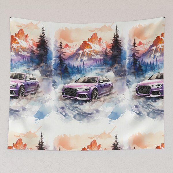 Item preview, Watercolor Style Sports Wagon Captured In Dreamy Mountain Landscape designed and sold by RevUpDesign.