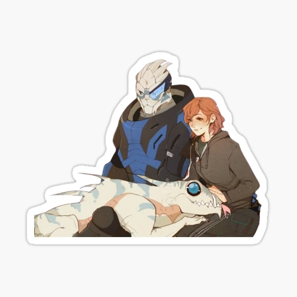 Vista previa del artículo con la obra «Efecto de masa Garrus x Shepard hembra», diseñado y vendido por DanielaDuartey.