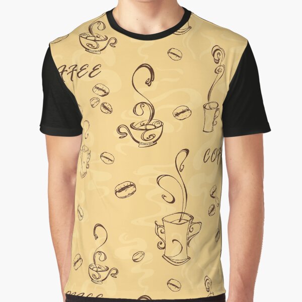 Vista previa del artículo con la obra «Boceto de café y vapor: garabato de cafetería vintage sobre tela de color crema cálido», diseñado y vendido por Nouveaupattern.