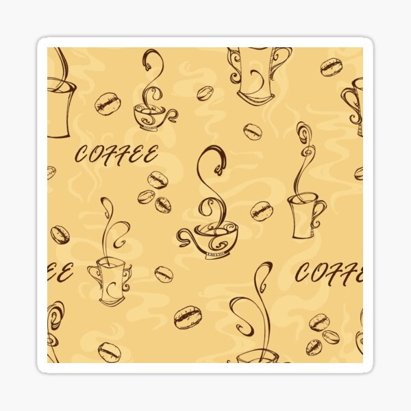 Item preview, Coffee Sketch & Steam - Vintage Cafe Doodle on Warm Cream Fabric designed and sold by Nouveaupattern.