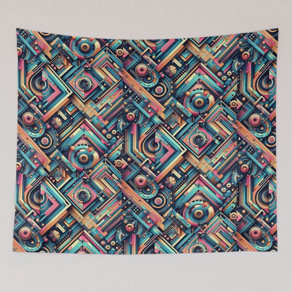 Item preview, Geometric décorative abstract design with neon colors designed and sold by Dogandesighn.