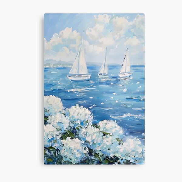 Item preview, Coastal Blue and White Hydrangea Ocean designed and sold by Nova~Prints.