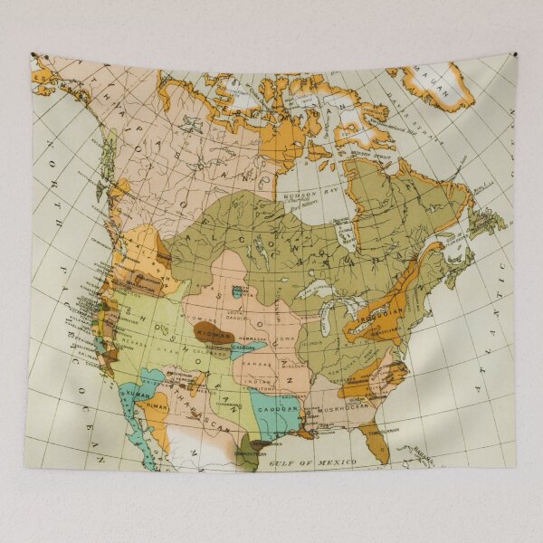 Item preview, Vintage Indigenous Tribal Map of North America designed and sold by UrbanEdgeArt.