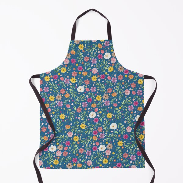 Artikelvorschau, Helles, buntes, Ditsy-Blumenmuster auf blauem Hintergrund entworfen und verkauft von IrisAndIvy.