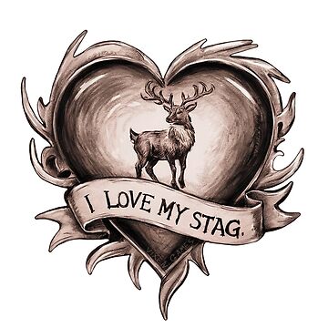 Artwork thumbnail, I Love My Stag Pencil and wash design for the loving Vixen Hotwife by Vixen-Games