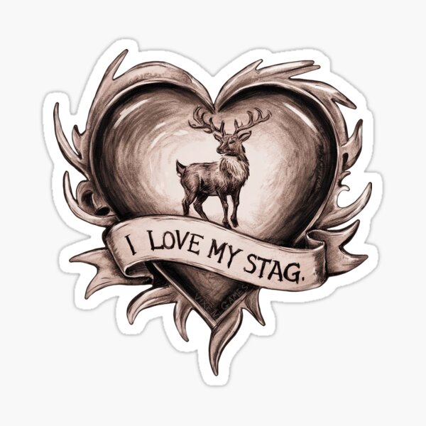 Item preview, I Love My Stag Pencil and wash design for the loving Vixen Hotwife designed and sold by Vixen-Games.