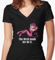 the devil made me do it Women's Fitted V-Neck T-Shirt