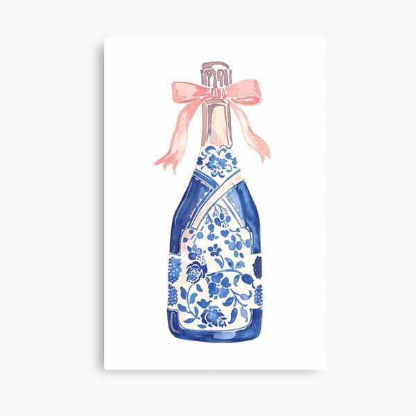 Item preview, Blue Champagne Bottle with Pink Bow designed and sold by Nova~Prints.