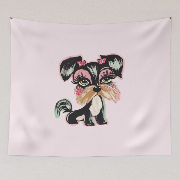 Item preview, Fashion Girly Pretty Preppy Mini Schnauzer Illustration designed and sold by Creative Brat Design Studio.