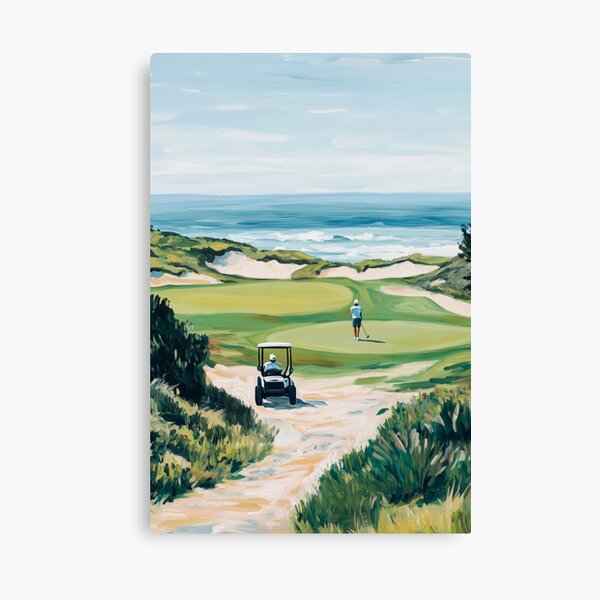 Item preview, Watercolor Golfers on Coastal Golf Course  designed and sold by Nova~Prints.