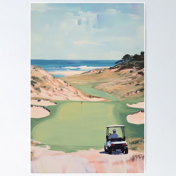 Item preview, Watercolor Golfers on Coastal Golf Course  designed and sold by Nova~Prints.