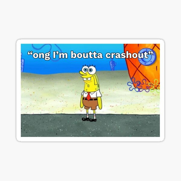 Vista previa del artículo con la obra «Meme de Bob Esponja que se estrella», diseñado y vendido por HappyLilPrints.