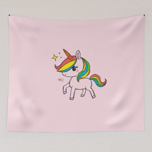 Item preview, Hand-Drawn Unicorn Sticker – Rainbow Mane Cartoon Art, Bold Outline Design for Fantasy Lovers, WeirdlyWorn Whimsy designed and sold by WeirdlyWorn.