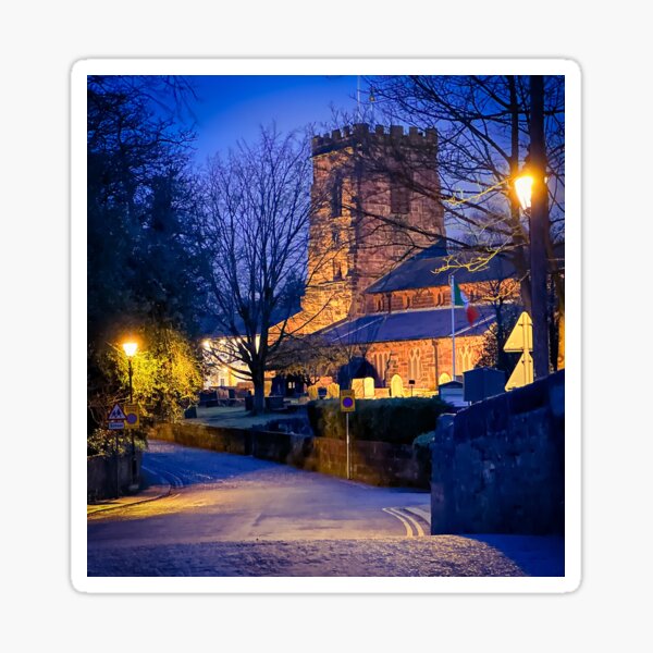 Winter evening looking down Church Lane Grappenhall South Warrington Cheshire UK