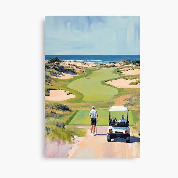 Item preview, Watercolor Golfers on Coastal Golf Course  designed and sold by Nova~Prints.