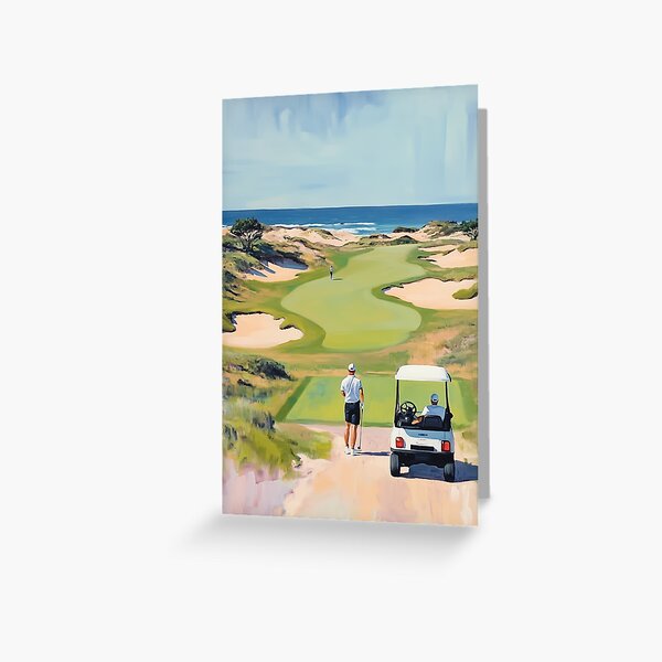 Item preview, Watercolor Golfers on Coastal Golf Course  designed and sold by Nova~Prints.