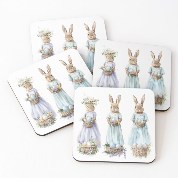 Item preview, Vintage Easter Bunnies Watercolor Art 2025 designed and sold by AnnDesignStudio.