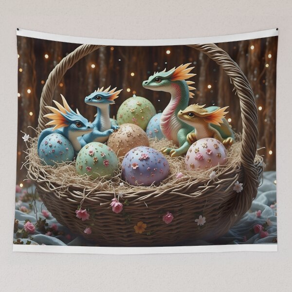 Item preview, D&D Easter Basket: Baby Dragons, Painted Eggs designed and sold by ACuriousshoppe.