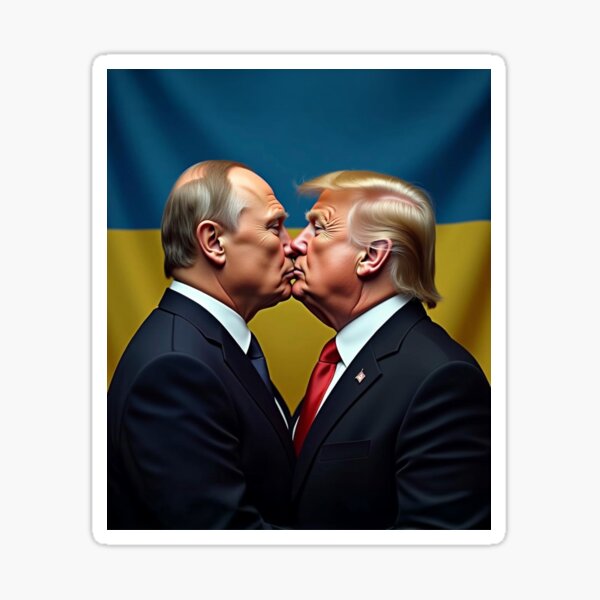 Vista previa del artículo con la obra «Trump y Putin se besan en la guerra contra Ucrania », diseñado y vendido por PhilDreams.