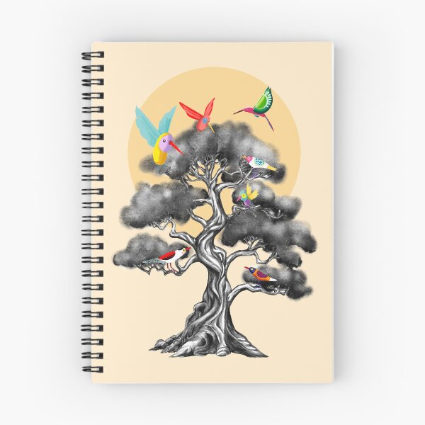 Item preview, Black and White Tree Illustration with Vibrant Birds – Stunning Nature Artwork designed and sold by Pandositive.
