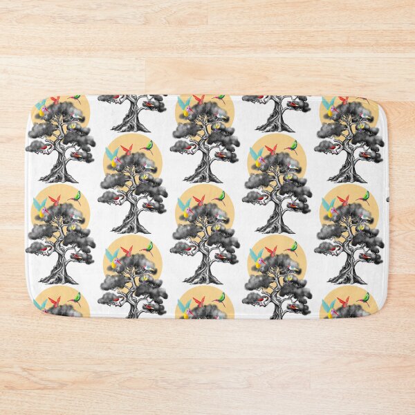 Item preview, Black and White Tree Illustration with Vibrant Birds – Stunning Nature Artwork designed and sold by Pandositive.