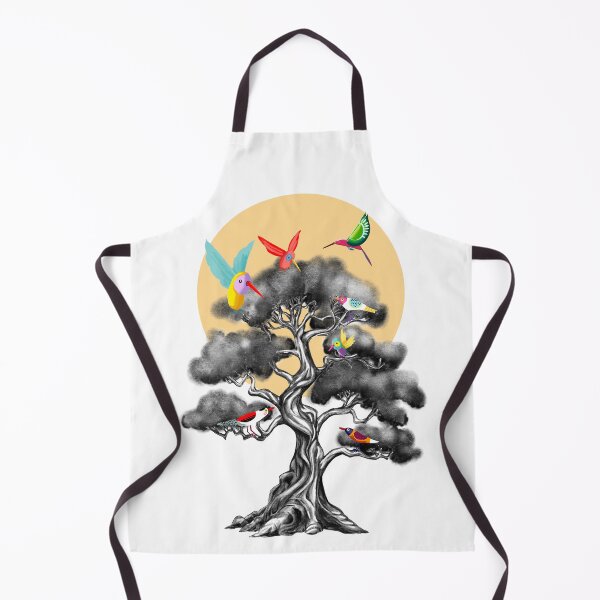 Item preview, Black and White Tree Illustration with Vibrant Birds – Stunning Nature Artwork designed and sold by Pandositive.