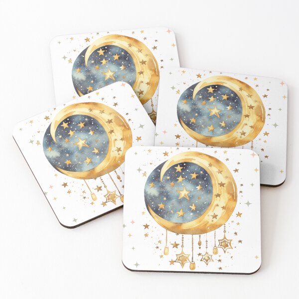 Item preview, Mystical Crescent Moon and Stars Art designed and sold by Bowbubble.