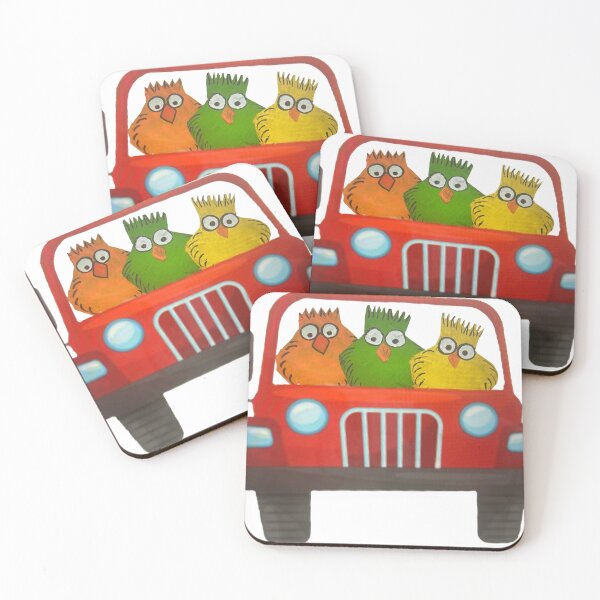 Item preview, Orange, green and yellow chickens on vacation  designed and sold by Lauracolleen3.