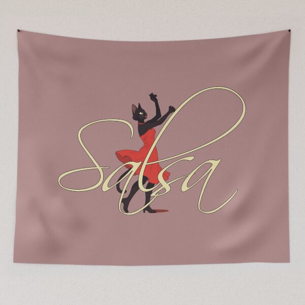 Item preview, salsa black cat dancing designed and sold by La Loca.