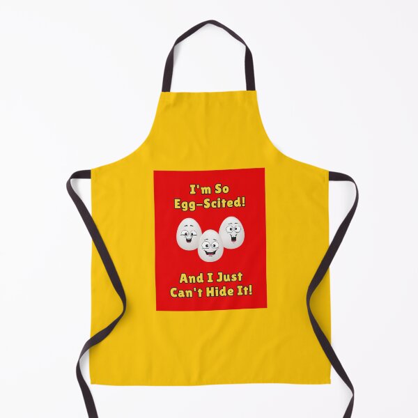 Item preview, I'm So Egg-Scited And I Just Can't Hide It! 3 Eggs, Yellow Font, Red Background designed and sold by AASparksDesigns.