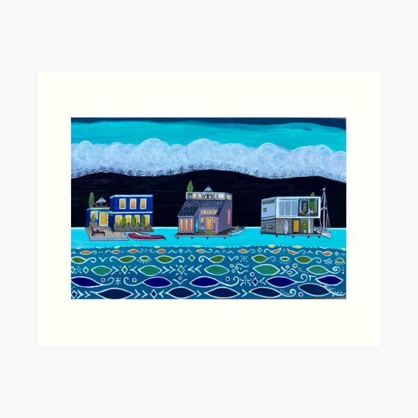 Item preview, Lake Union Floating Homes designed and sold by LauraWrightPaints.