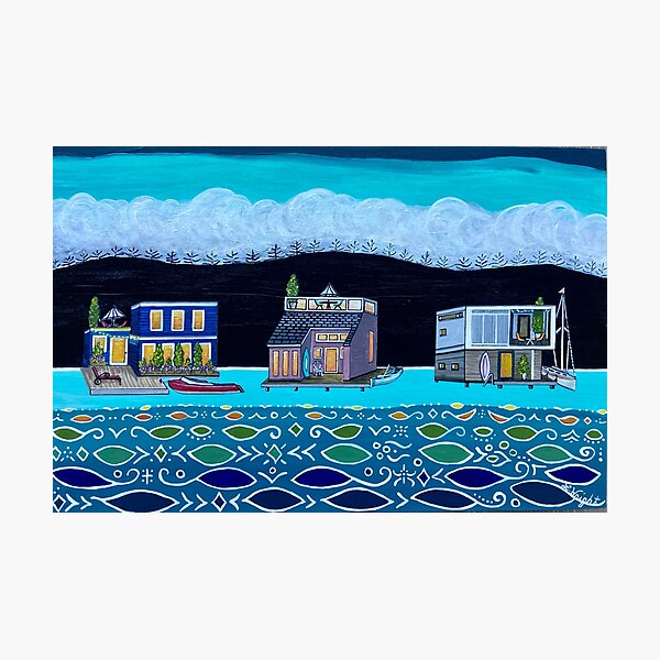 Item preview, Lake Union Floating Homes designed and sold by LauraWrightPaints.