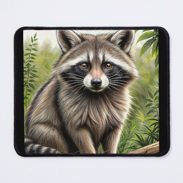 Item preview, A whimsical cute raccoon against the backdrop of the green jungle. designed and sold by IaroslavB.