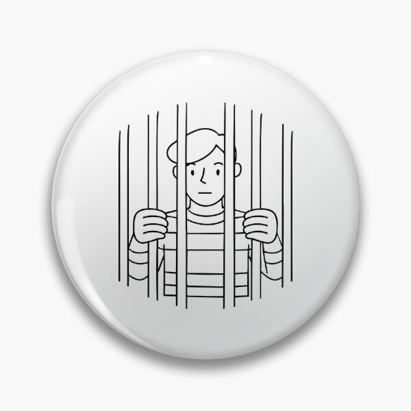Item preview, A prisoner gripping the metal bars of a jail cell designed and sold by rasagamastore.