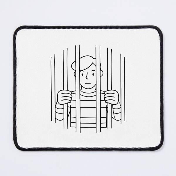 Item preview, A prisoner gripping the metal bars of a jail cell designed and sold by rasagamastore.
