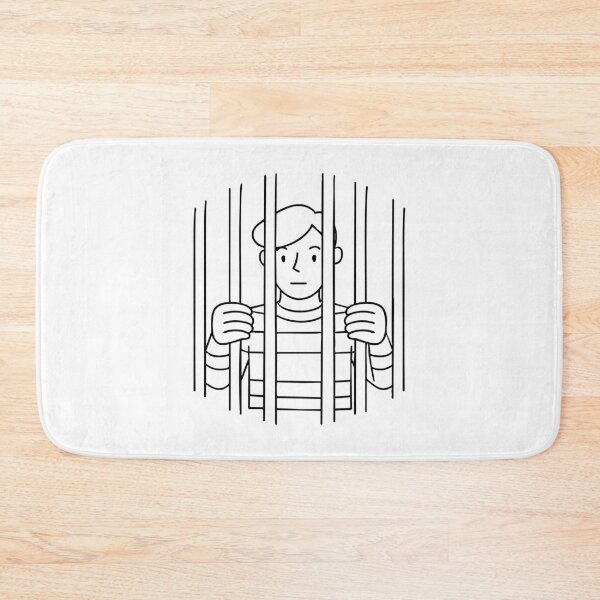 Item preview, A prisoner gripping the metal bars of a jail cell designed and sold by rasagamastore.