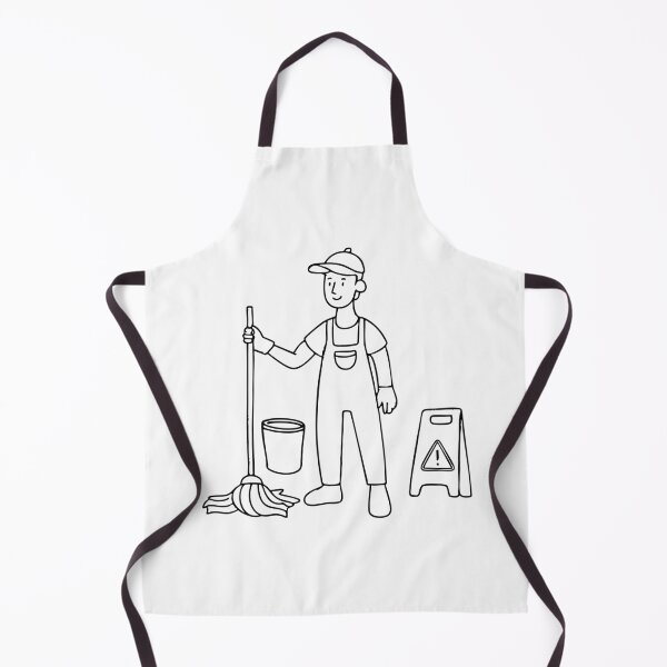 Item preview, A janitor mopping the floors while a Caution sign stands nearby and bucket designed and sold by rasagamastore.