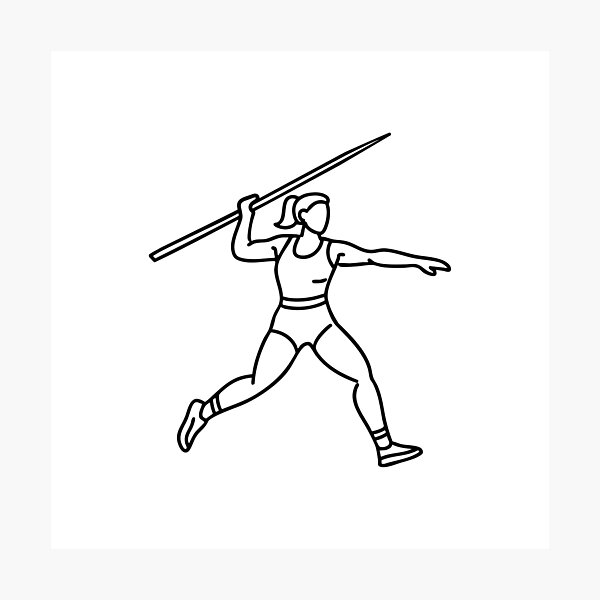 Item preview, A javelin thrower launches the spear with precision, slicing through the air toward the distant target designed and sold by rasagamastore.