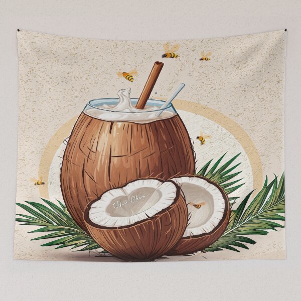 Item preview, Retro Sweet Coconut Drink Bees designed and sold by Hen-C-Art.