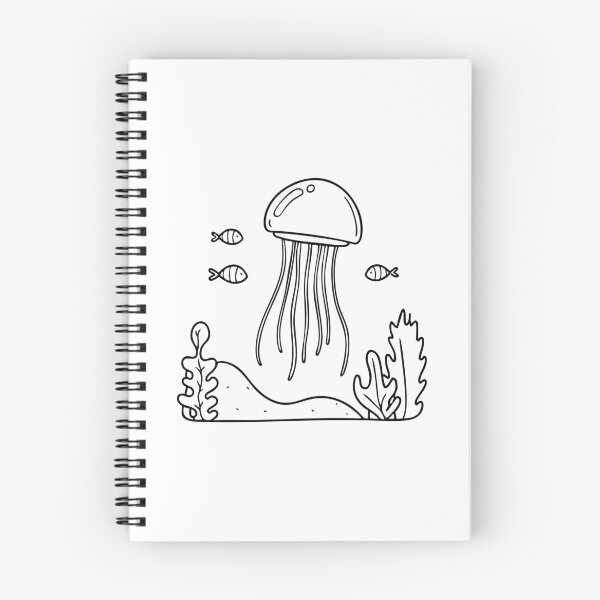 Item preview, A jellyfish drifting near a coral reef, with small fish swimming around it designed and sold by rasagamastore.