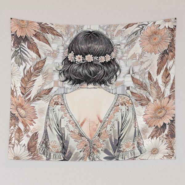 Item preview, Hippie's back with flower crown designed and sold by Hen-C-Art.