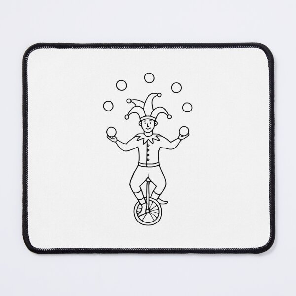 Item preview, A jester juggling while riding a unicycle, balancing effortlessly as he performs designed and sold by rasagamastore.