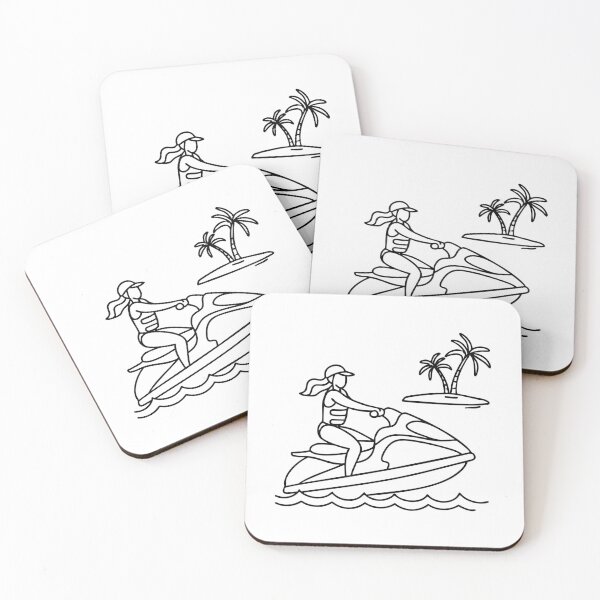 Item preview, A person riding a jetski near island in the background designed and sold by rasagamastore.