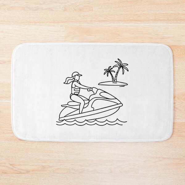 Item preview, A person riding a jetski near island in the background designed and sold by rasagamastore.