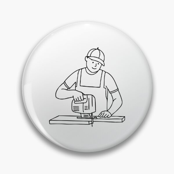Item preview, A carpenter guiding a jigsaw blade through a piece of wood while a ruler rests on the table designed and sold by rasagamastore.