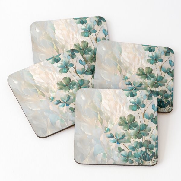 Item preview, Green Fantasy Clovers on Mother-of-Pearl Background designed and sold by Ciervo Primavera.