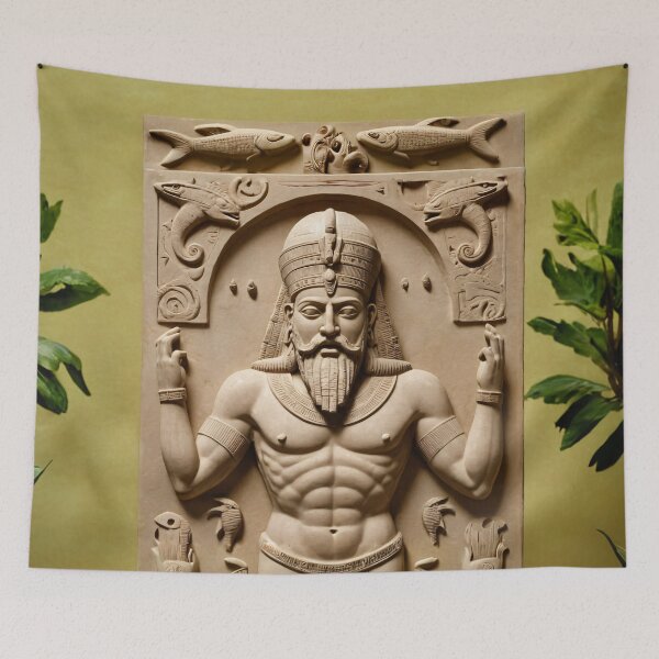 Item preview, Ancient Sumerian God Enki Mythological Art designed and sold by PrometheusStyle.