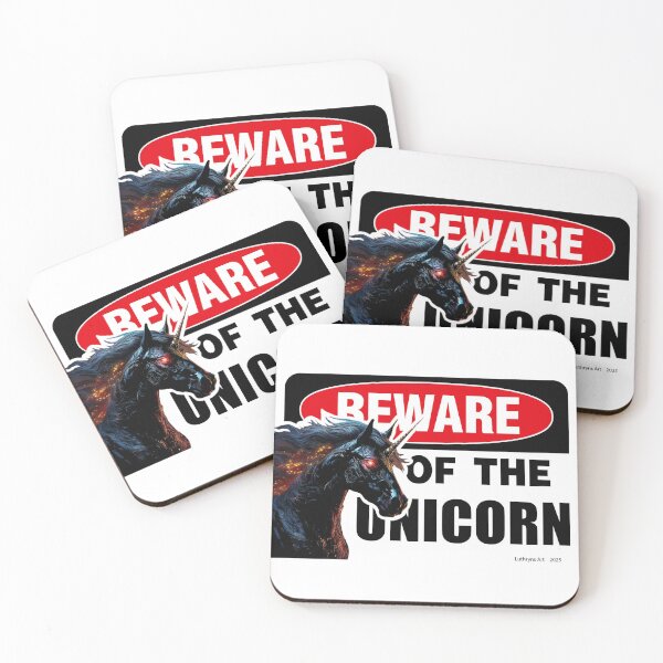 Item preview, Funny unicorn warning sign "Beware of the unicorn". designed and sold by Luthryn.