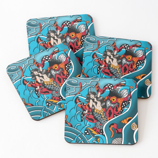 Item preview, Mermaid Octopus Traditional Tattoo Art designed and sold by BayfrontArt.
