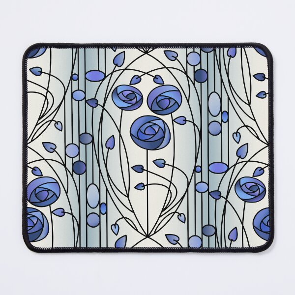 Item preview, Art Nouveau Blue Rose Garden Stained Glass designed and sold by RSHarts.